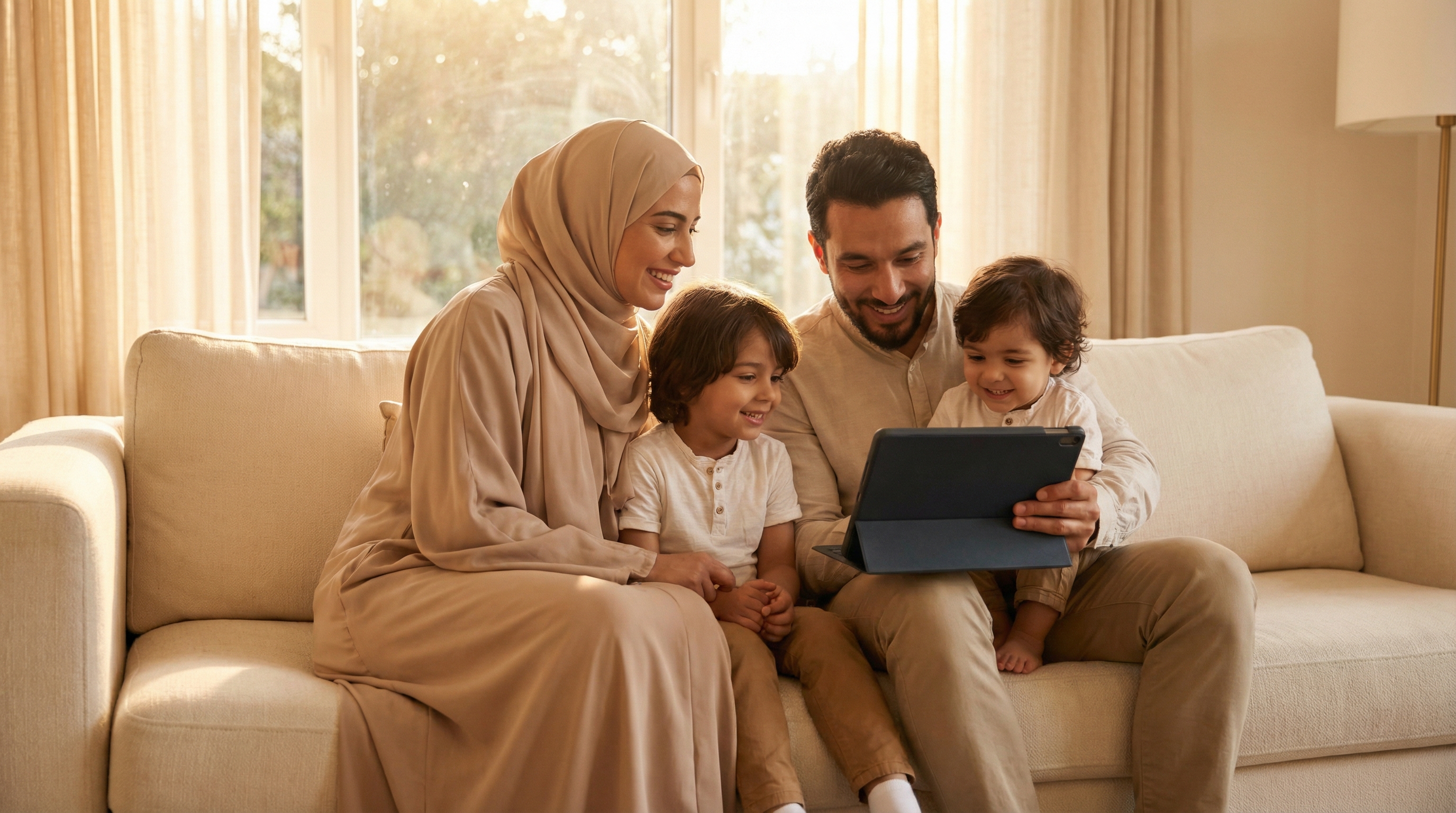Muslim family sharing a moment